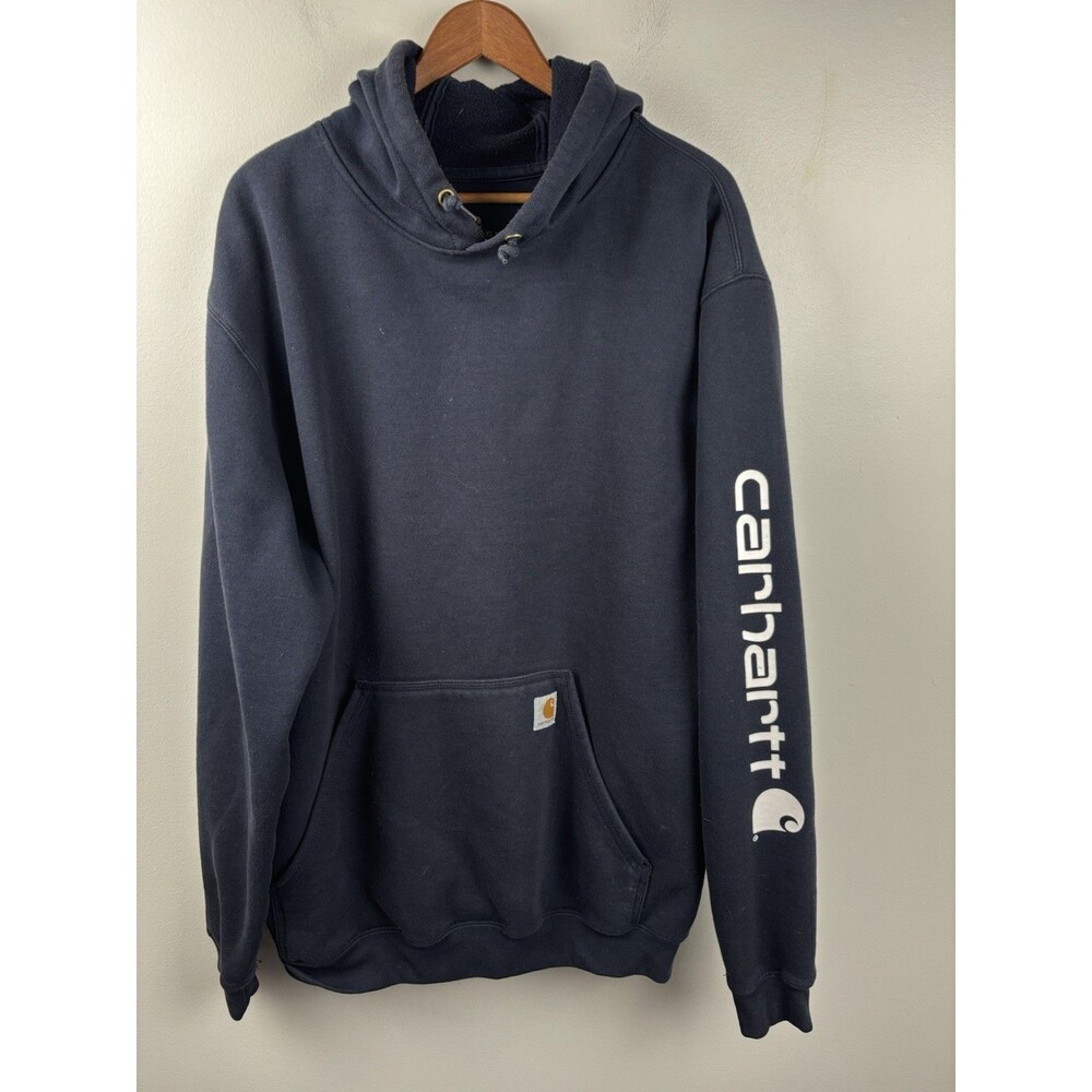 Carhartt Hoodie Mens XL Tall Navy Blue Original Fit Cotton Blend